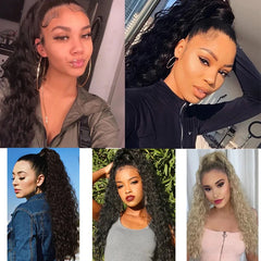 Rabo de Cavalo Sintético Longo – Cabelo Encaracolado Afro Preto para Mulheres