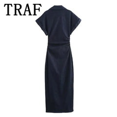 Vestido Midi Jeans Feminino TRAF