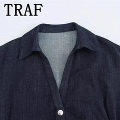 Vestido Midi Jeans Feminino TRAF