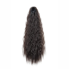 Rabo de Cavalo Sintético Longo – Cabelo Encaracolado Afro Preto para Mulheres