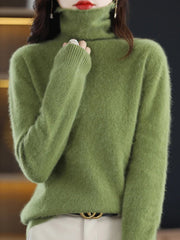 Pull Mulher Outono/Inverno – 100% Cachemire Mink Gola Alta