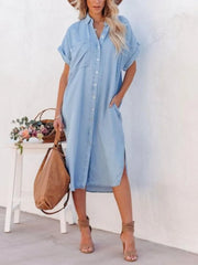 Vestido Camisa Casual Solto Feminino