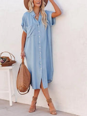 Vestido Camisa Casual Solto Feminino
