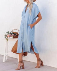 Vestido Camisa Casual Solto Feminino