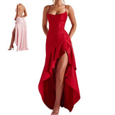 Vestido Fendido de Alças para Mulher – Estilo Verão Elegante