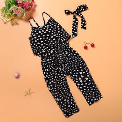 Conjunto de Verão para Meninas – Macacão de Alças em Algodão com Bolinhas