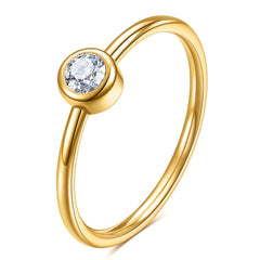 Anel Simples Europeu e Americano em Aço Titânio com Diamante de 2MM