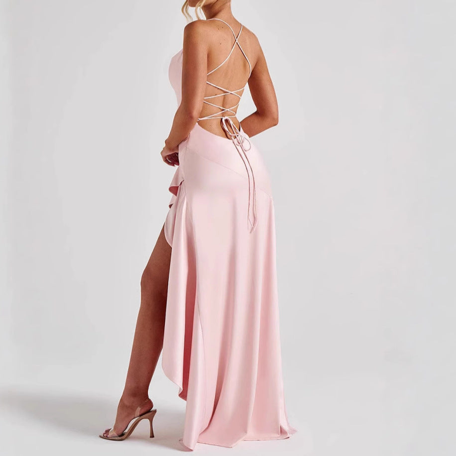 Vestido Fendido de Alças para Mulher – Estilo Verão Elegante