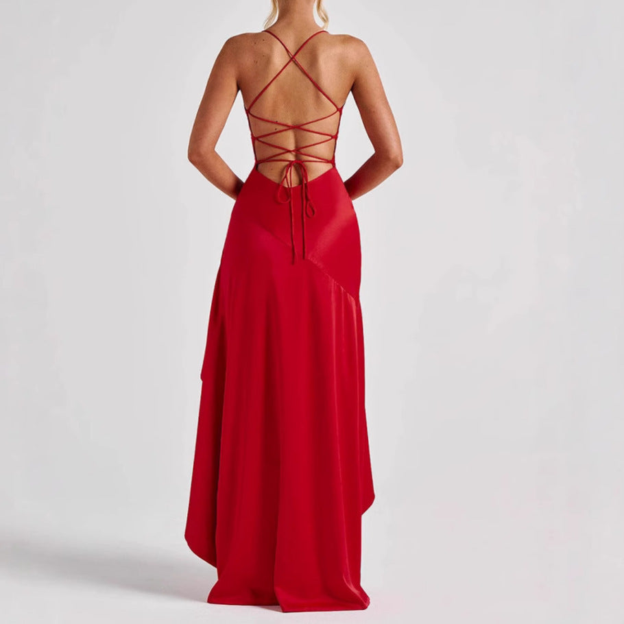 Vestido Fendido de Alças para Mulher – Estilo Verão Elegante
