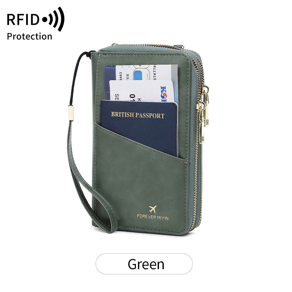 Carteira de Tiracolo RFID com Fecho Duplo