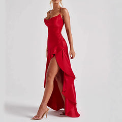 Vestido Fendido de Alças para Mulher – Estilo Verão Elegante