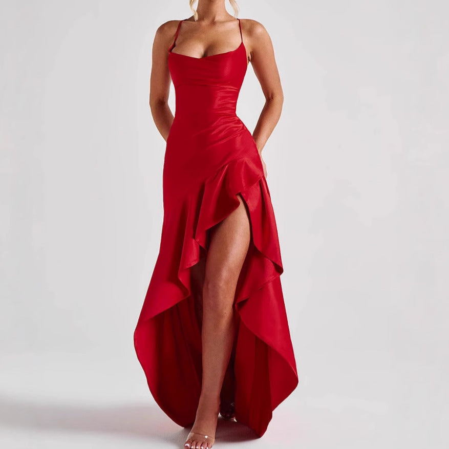 Vestido Fendido de Alças para Mulher – Estilo Verão Elegante