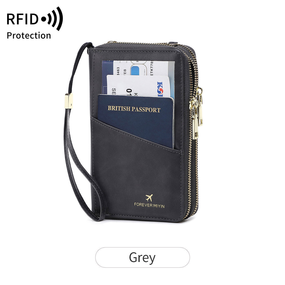 Carteira de Tiracolo RFID com Fecho Duplo