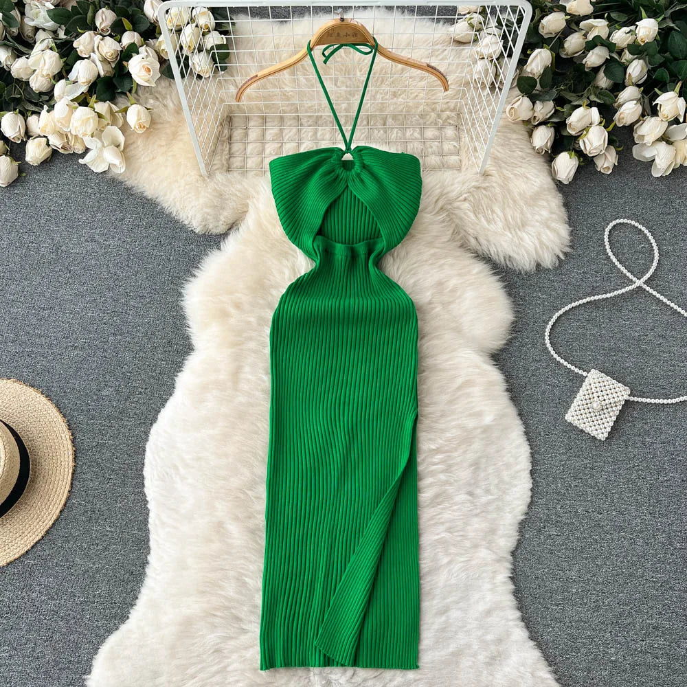 Vestido de Verão Justo em Malha YuooMuoo