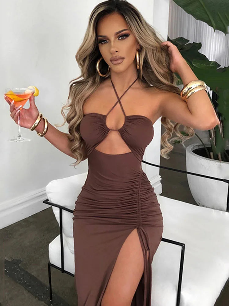 Vestido Midi Bodycon Sem Manga Sexy