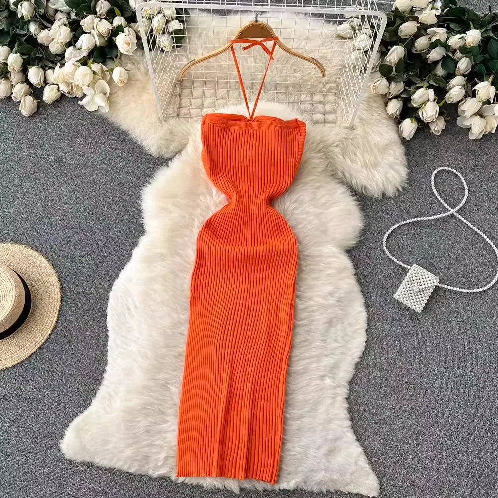 Vestido de Verão Justo em Malha YuooMuoo
