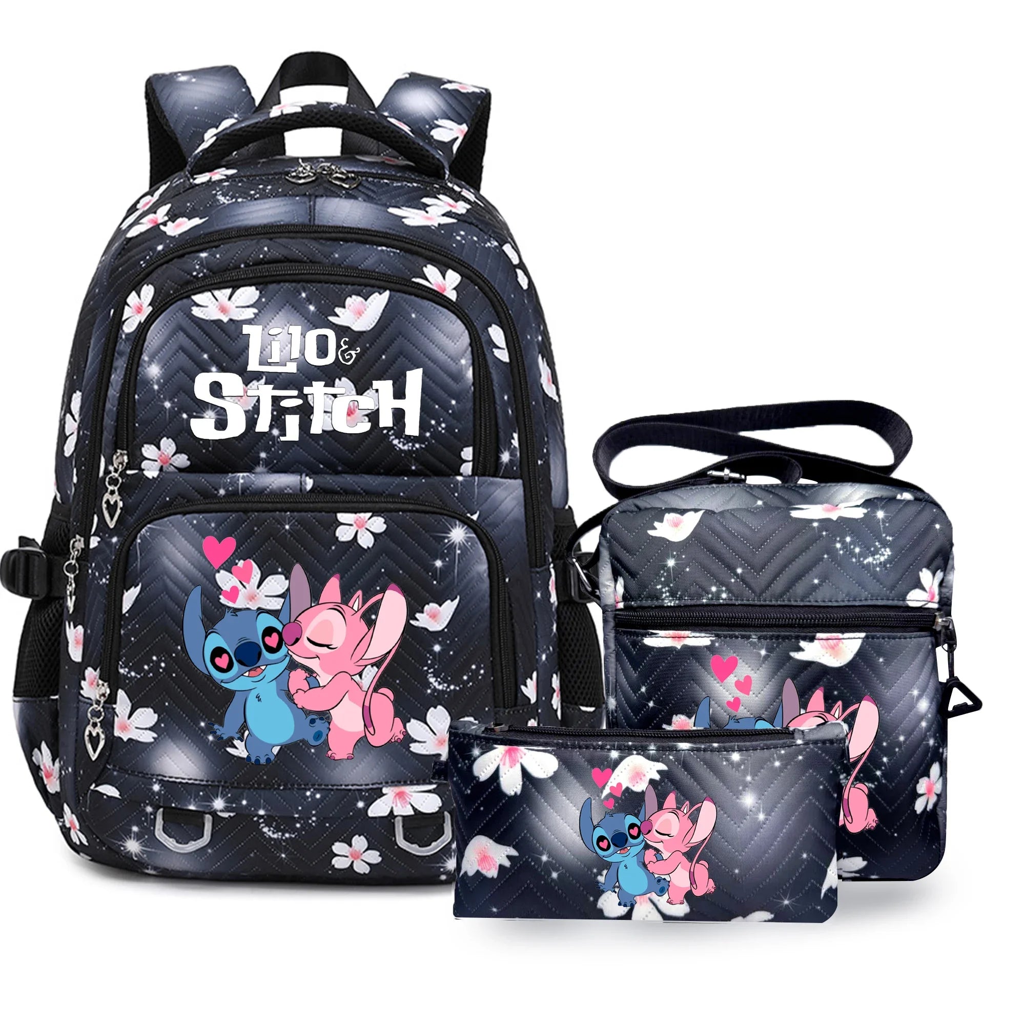 Mochila Escolar Lilo Stitch com Bolsa de Lanche