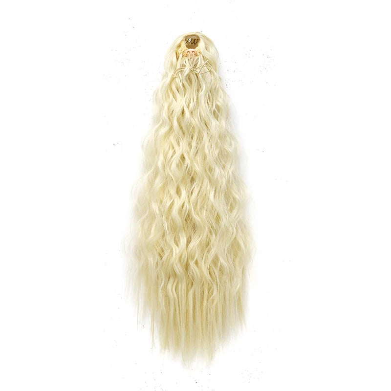 Rabo de Cavalo Sintético Longo – Cabelo Encaracolado Afro Preto para Mulheres