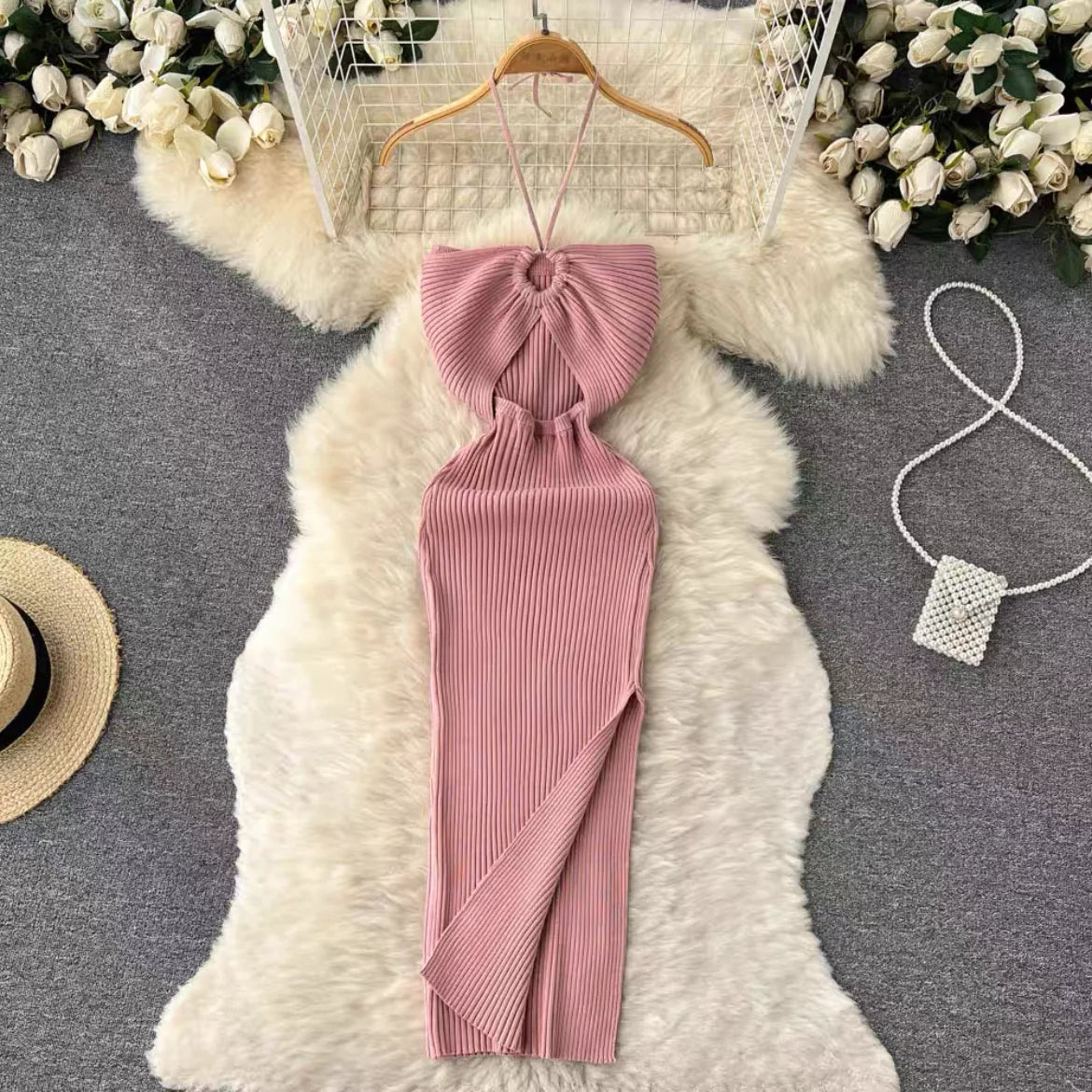Vestido de Verão Justo em Malha YuooMuoo