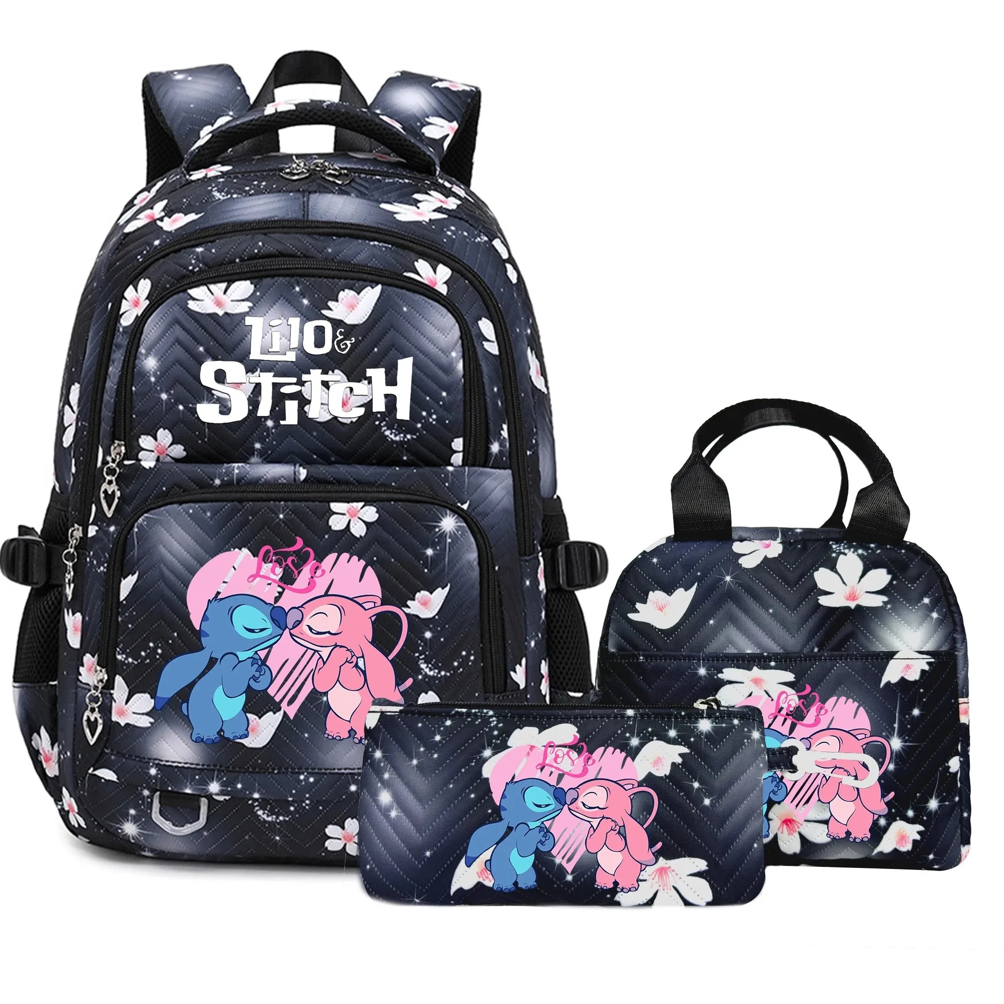 Mochila Escolar Lilo Stitch com Bolsa de Lanche