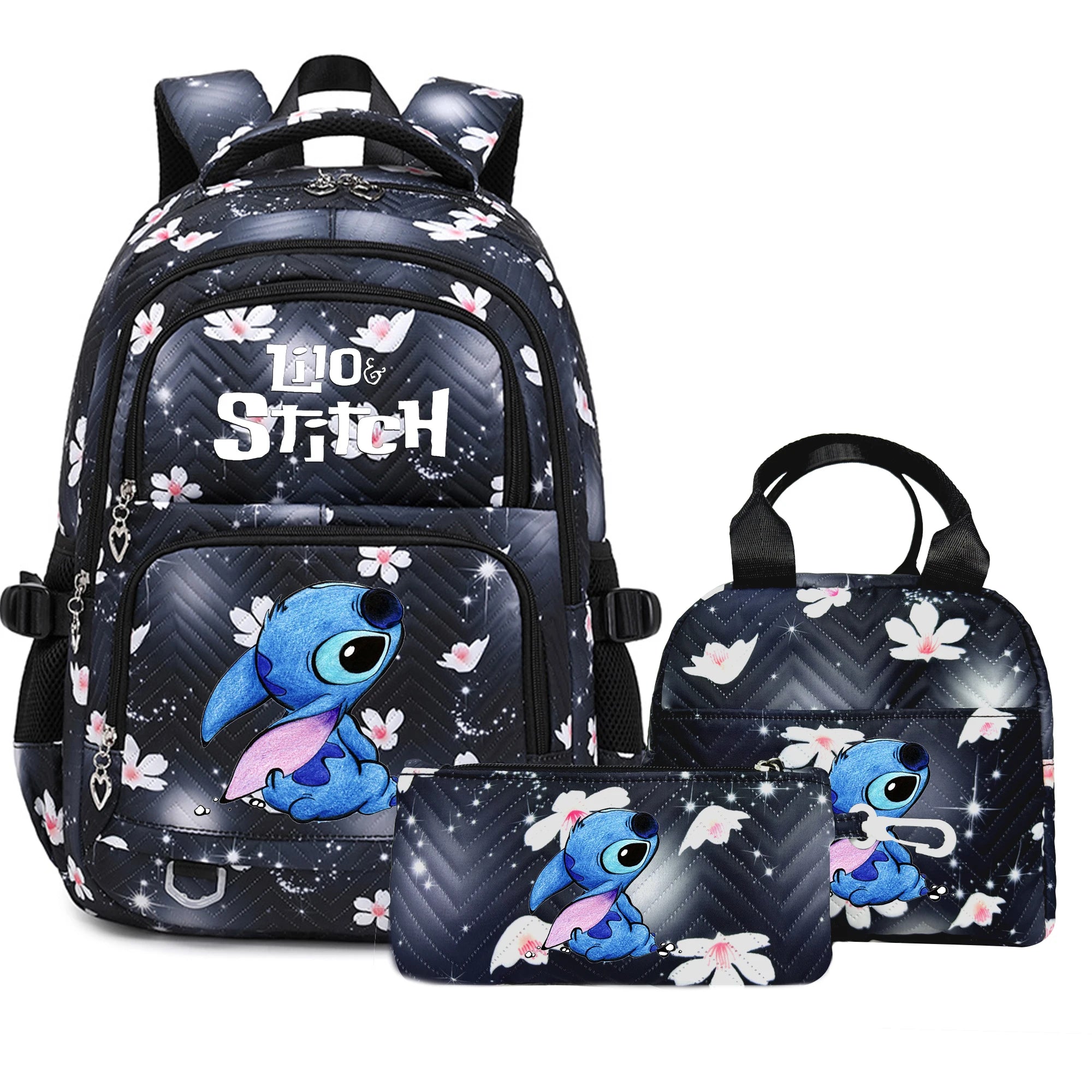 Mochila Escolar Lilo Stitch com Bolsa de Lanche