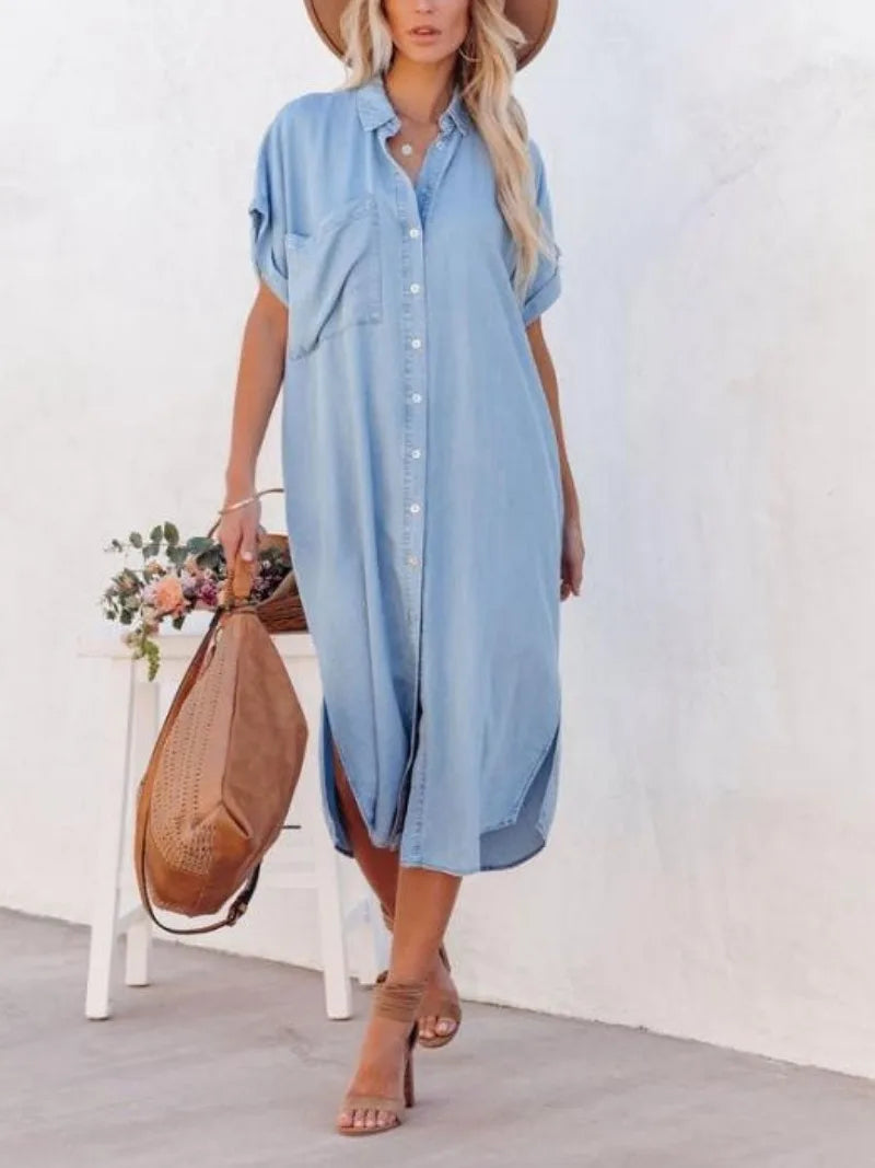 Vestido Camisa Casual Solto Feminino