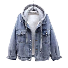 Casaco de mulher de ganga grossa – lã de cordeiro, modelagem solta e quente.