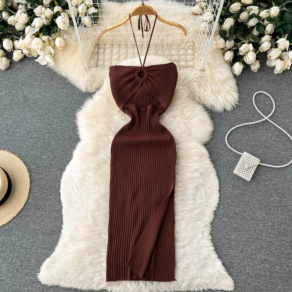 Vestido de Verão Justo em Malha YuooMuoo