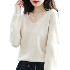 Pull Mulher Outono/Inverno – Gola V Slim Fit Tricotado