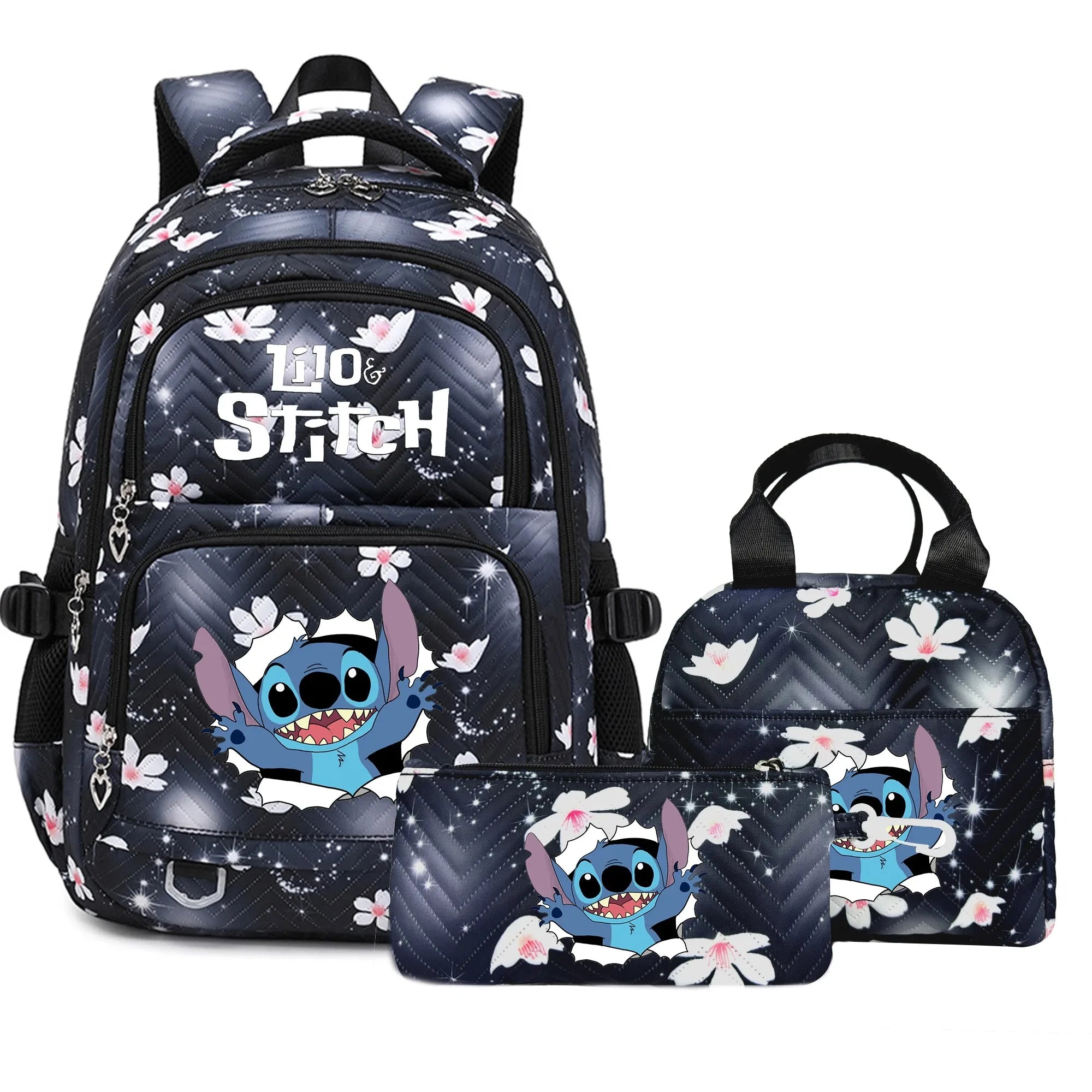 Mochila Escolar Lilo Stitch com Bolsa de Lanche