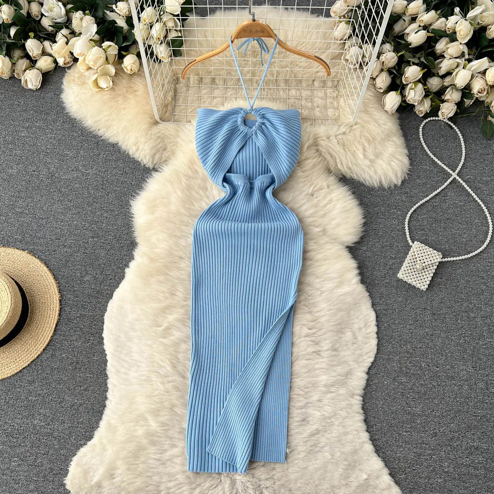 Vestido de Verão Justo em Malha YuooMuoo