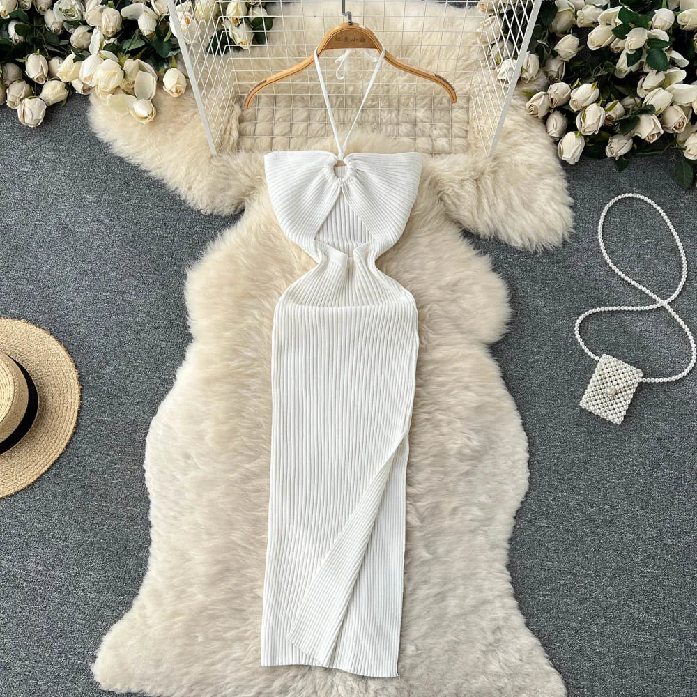 Vestido de Verão Justo em Malha YuooMuoo