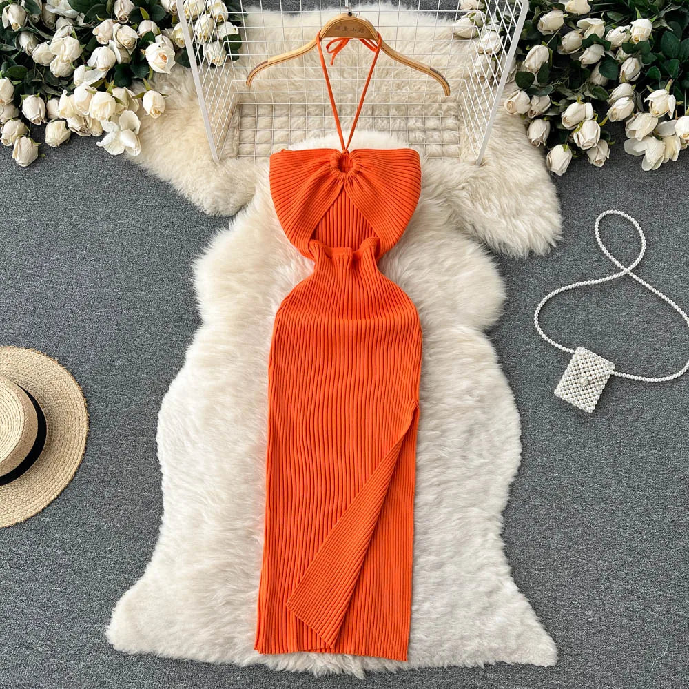 Vestido de Verão Justo em Malha YuooMuoo