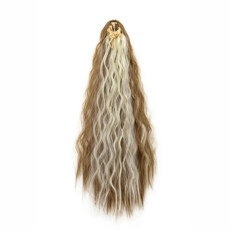 Rabo de Cavalo Sintético Longo – Cabelo Encaracolado Afro Preto para Mulheres