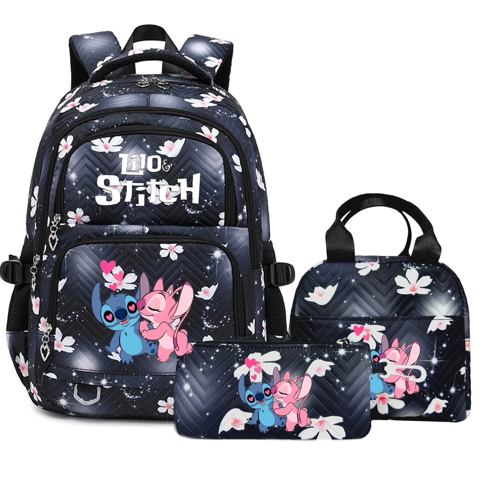 Mochila Escolar Lilo Stitch com Bolsa de Lanche