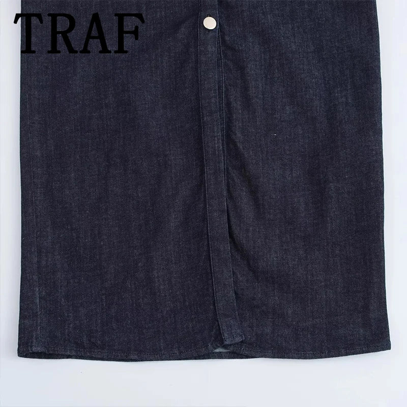 Vestido Midi Jeans Feminino TRAF