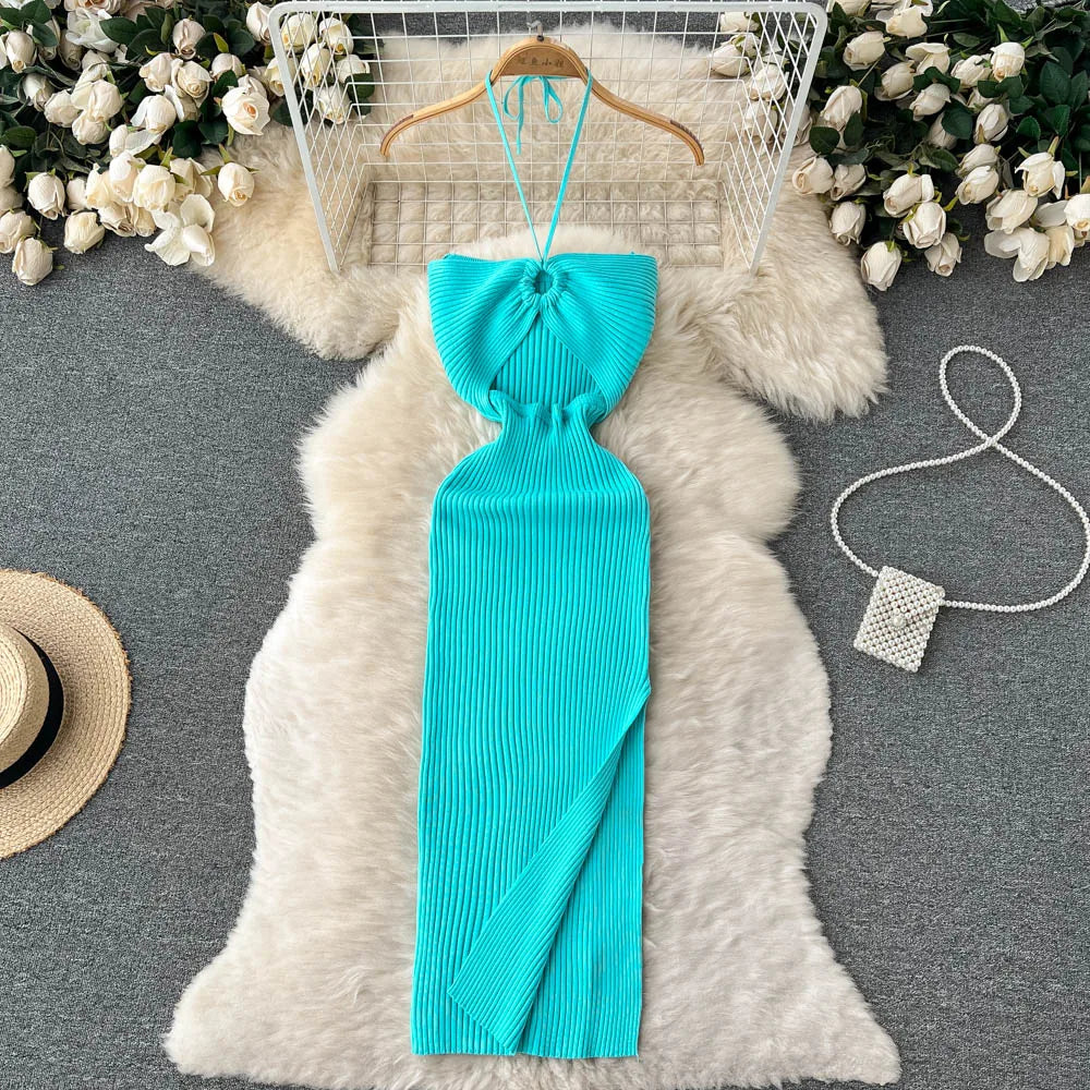 Vestido de Verão Justo em Malha YuooMuoo