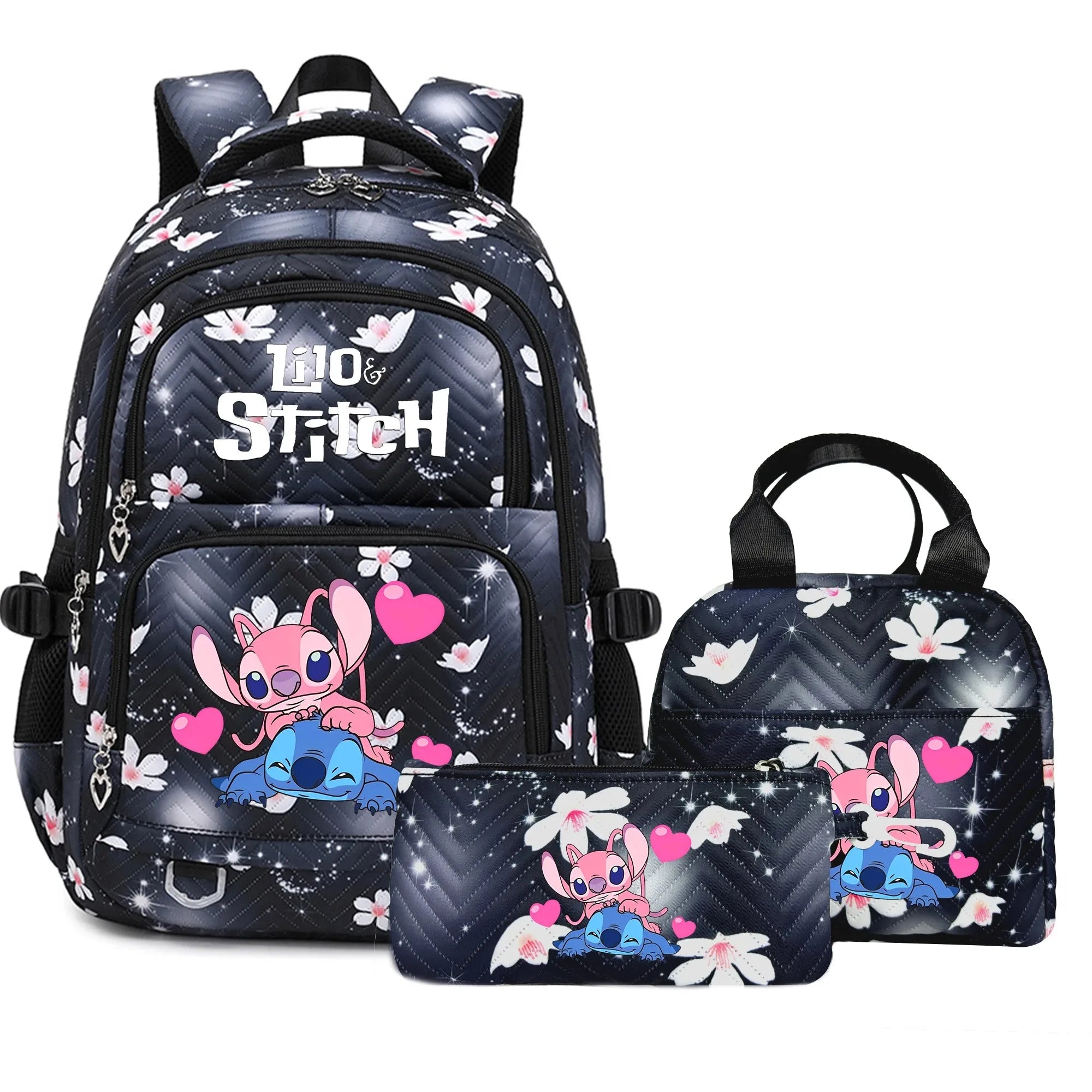 Mochila Escolar Lilo Stitch com Bolsa de Lanche