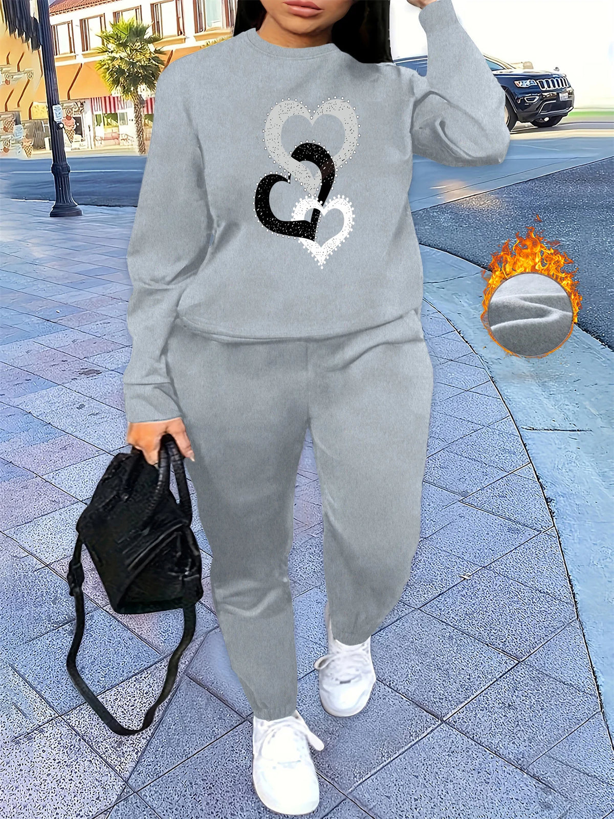 Conjunto Mulher Sweatshirt + Calças – Streetwear Hip Hop Outono/Inverno