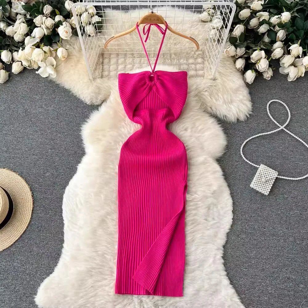 Vestido de Verão Justo em Malha YuooMuoo