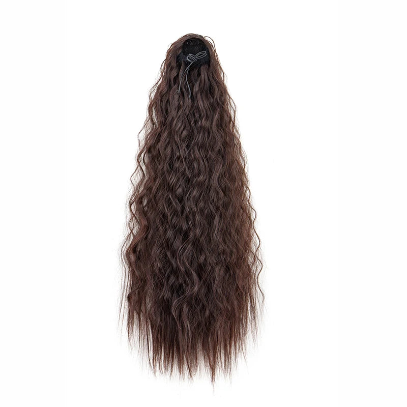 Rabo de Cavalo Sintético Longo – Cabelo Encaracolado Afro Preto para Mulheres