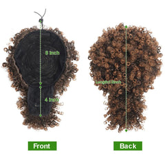 Extensão Rabo de Cavalo Afro Encaracolado Preto com Franja e Cordão