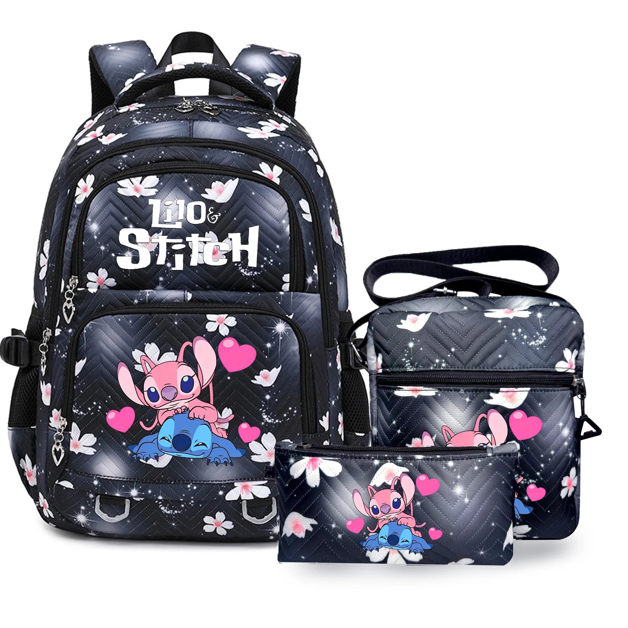 Mochila Escolar Lilo Stitch com Bolsa de Lanche
