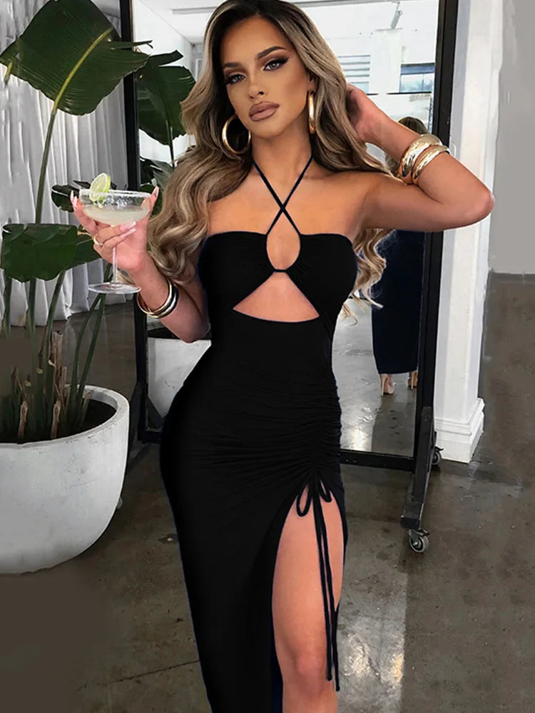 Vestido Midi Bodycon Sem Manga Sexy