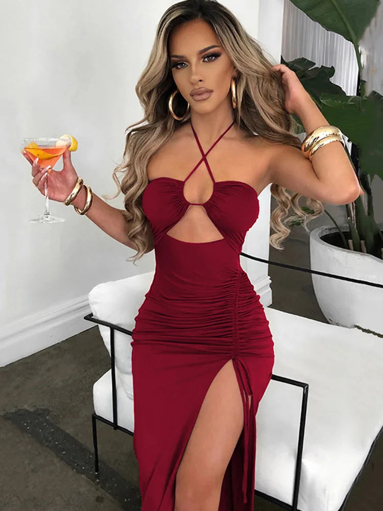 Vestido Midi Bodycon Sem Manga Sexy