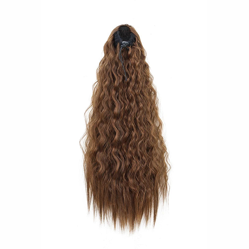 Rabo de Cavalo Sintético Longo – Cabelo Encaracolado Afro Preto para Mulheres