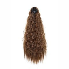 Rabo de Cavalo Sintético Longo – Cabelo Encaracolado Afro Preto para Mulheres