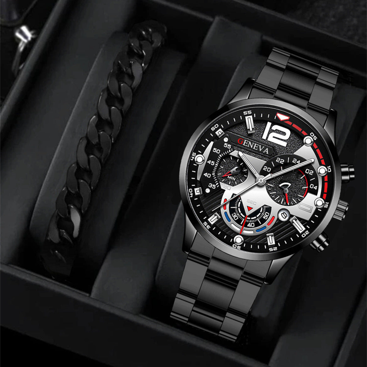 Conjunto Masculino Relógio & Pulseira – 2 peças