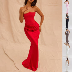 Vestido longo justo bandeau sem costas – Elegância e sensualidade para ocasiões especiais