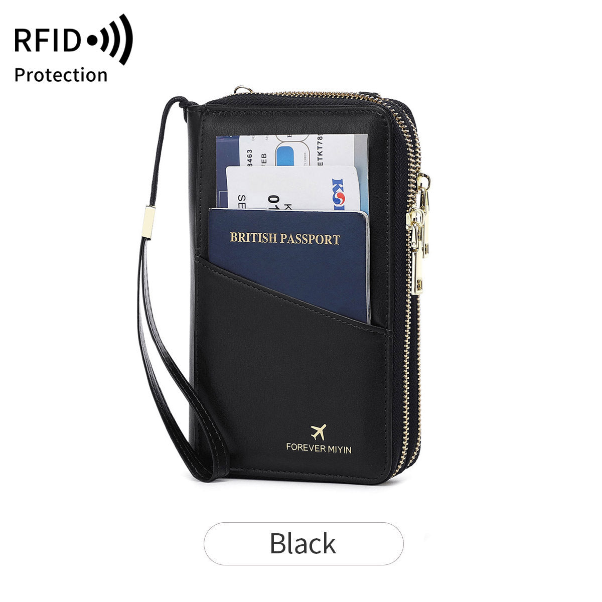 Carteira de Tiracolo RFID com Fecho Duplo